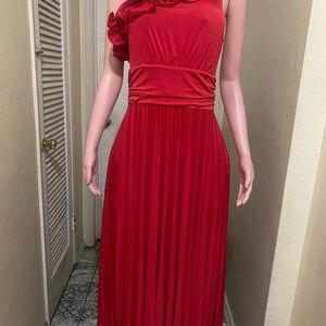 Elegant Red One-Shoulder Dress